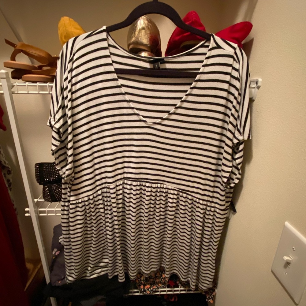 Black and white striped Torrid Babydoll top